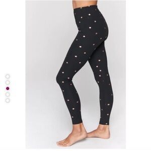 SPIRITUAL GANGSTER Black Leggings with Gold Stars Size Small